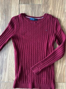 Tommy Hilfiger Ribbed Crewneck Sweater in Wine Red
